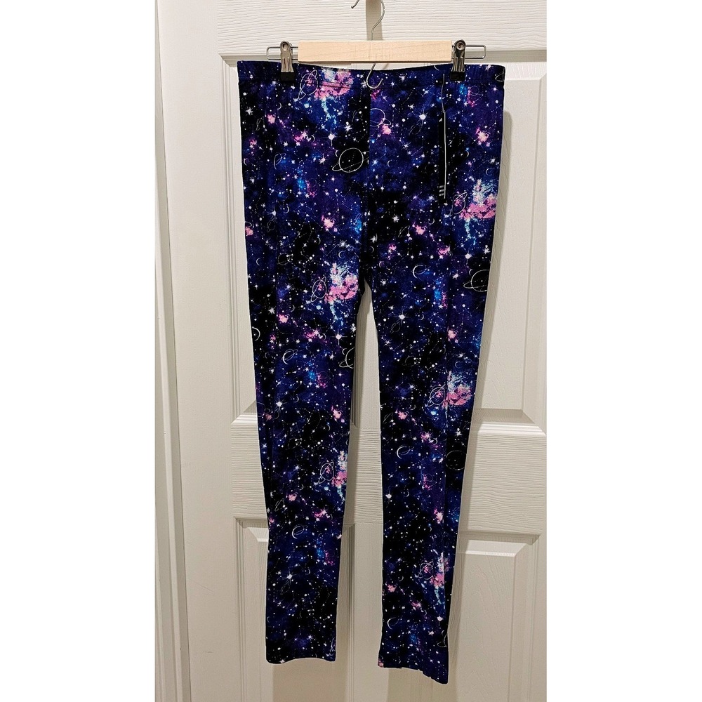 New Mix Galaxy Print Leggings Purple Blue Celestial Planets Stars Women's Medium